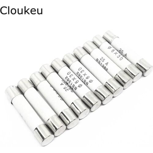 6A 6*30 Ceramic Fuse 250V 6a RO58 Fast blow fuse 10Pcs