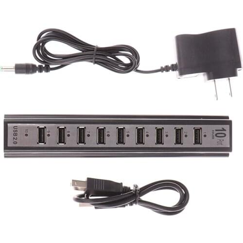 Power Adapter Usb Charger Hub Adapter Hi-speed Multi Hub 10 Port For Pc Laptop