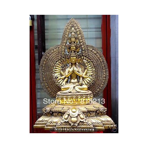Bi00123 25"Tibet Tibetan Buddhism Bronze Gilt 1000-Arm Avalokiteshvara Kwan-yin Statue