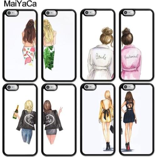 Girls Brunette Blonde Best Friends BFF Matching Case For iPhone 12 mini 11 Pro Max X XR XS MAX SE 2020 6S 7 8 Plus Cover Fundas