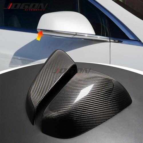 For Tesla Model 3 2017 2018 2019 Black Carbon Fiber Car Side Wing Rear View Mirror Cover Cap Shell Trim Case Adhesive