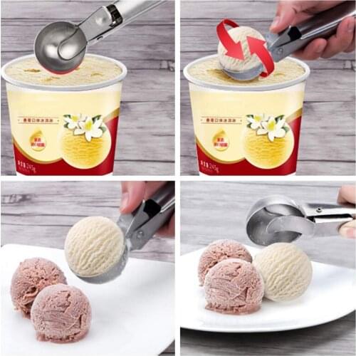 Two Size Ice Cream Scoops Stacks Stainless Steel Ice Cream Digger Non-Stick Fruit Ice Ball Maker Watermelon Ice Cream Spoon Tool