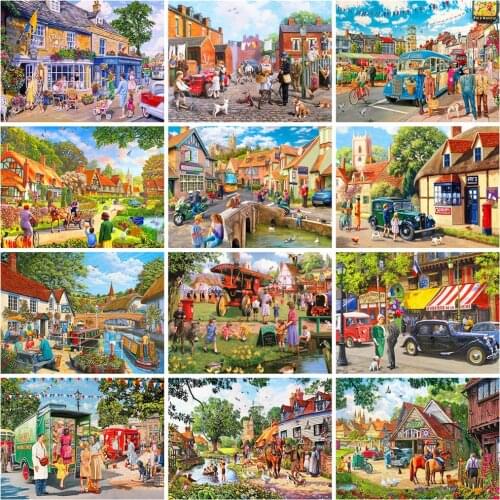 EverShine Street DIY 5D Diamond Painting Landscape Cross Stitch Diamond Mosaic Town Rhinestones Art New Arrivals Home Decor