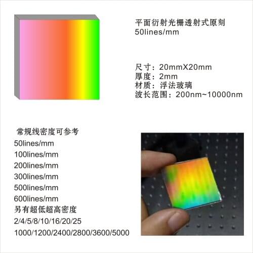 Sinusoidal Transmission Holographic Diffraction Grating 100 Lines 200 Lines 300 Lines 500 Lines 600 Lines/mm