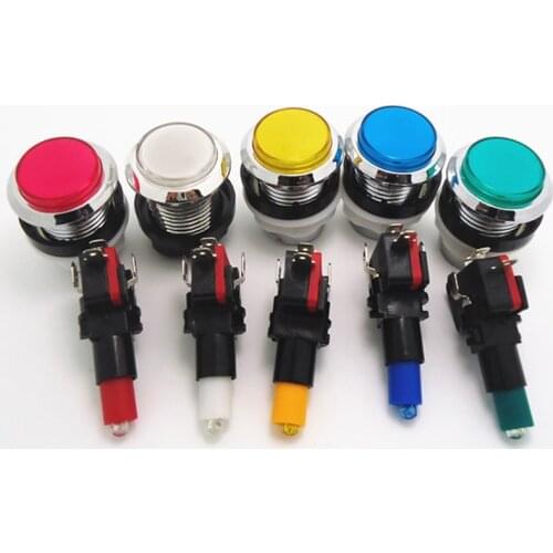 Arcade 12V illuminated LED Push Button Chrome Plated button FOR Mulitcade arcade machines 5 colors available