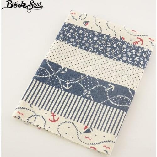 Booksew Sea Anchor Design Home Textile Cotton Linen Fabric Sewing Tissu For Tablecloth Pillow Bag Curtain Cushion Decoration