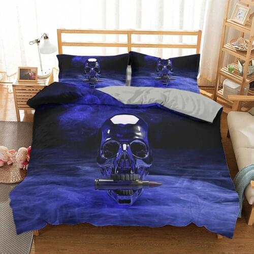 Nordic Skull 220*240 Duvet Cover Bedding Set Soft Comforter Cover Euro King Double Bedspread Teens 90/135/150 Bed Halloween Gift
