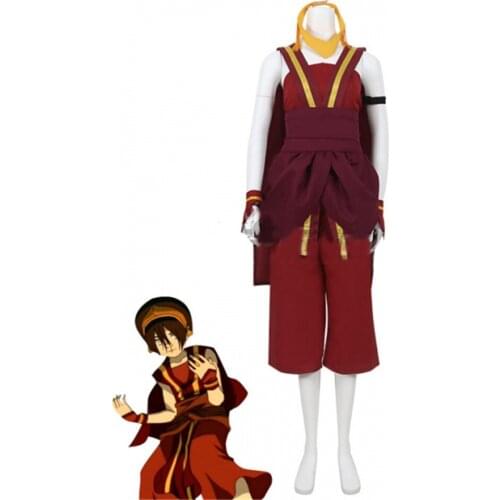 Avatar The Last Airbender Toph Beifong Red Cosplay Costume Adult Halloween Suit L321