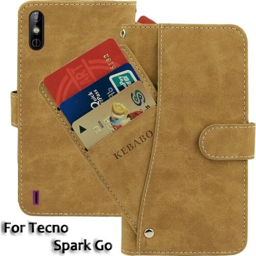 Leather Wallet Tecno Spark Go Case 6.1" Flip Retro Luxury Front Card Slots Cases Cover Business Magnetic Phone Bags