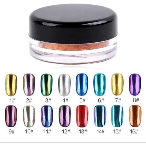 2017 New 1 Pc 1g DIY Shinning Chrome Mirror Powder Nail 16 Colors Metal Nail Art Tips camelleon Decoration Pigment Glitters