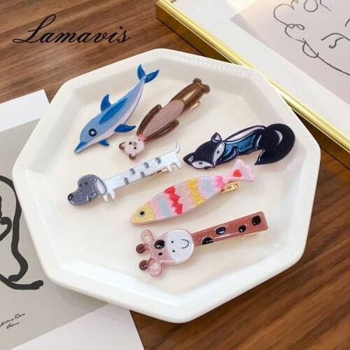 2020 New Hairpin Korean Fashion Trend Hairpin Cartoon Cute Animal Pattern Gift Bangs Hairpin Simple Headdress Net Red