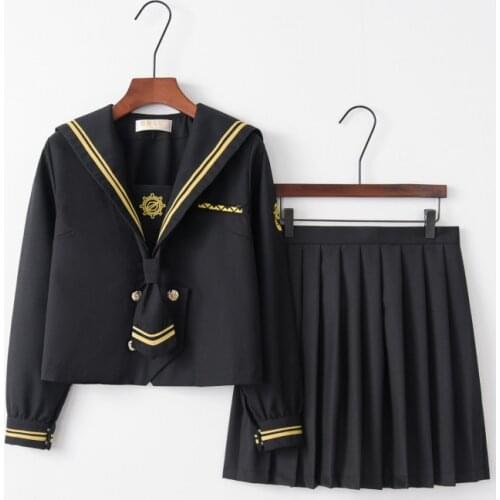Embroidery Sailor Suit School Uniform For Girls New 2021 Anime Cosplay Costume JK Uniforms Tops Pleated Skirt Student Clothes