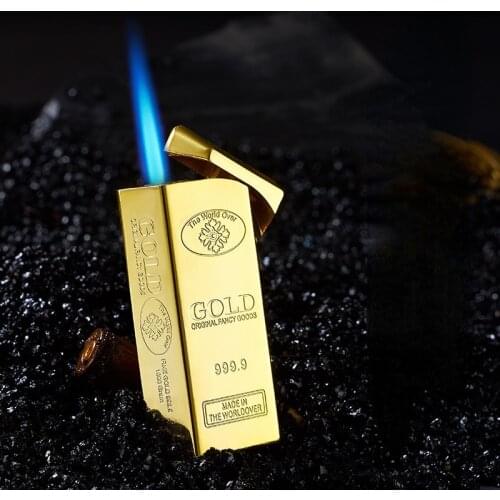 Gold Brick Lighter Straight Into Gold Bullion Gift Windproof Lighter Smoking Accessories for Weed Regalos Para Hombre Originales