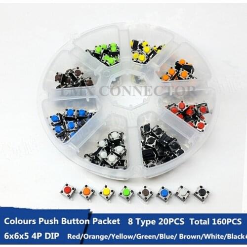 160PCS/Set Colours Push Button Switch 6x6x5 4P DIP Tactle Switch For Induction Cooker