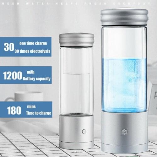 YUEWO 350ML Portable Hydrogen Rich Water Maker Electrolysis Ionizer Water Bottle Glass USB