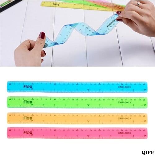Drop Ship&Wholesale Soft 30cm Ruler Multicolour Flexible Creative Stationery Rule School Supply APR28