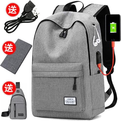 Leisure Schoolbag Mens Canvas Simple Backpack Mens Backpack High Capacity Middle School Student Schoolbag Computer Travel Bag
