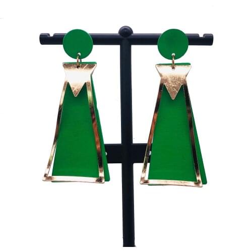 Free Shipping!2021 Hot Gold Metal Colorful Drop Wooden Earrings For women