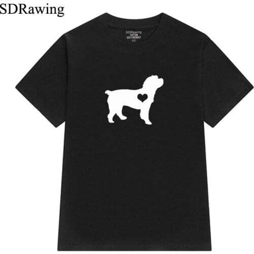 Cute Cockapoo dog print cotton t shirts for women dog lover Graphic Tees Hipster Tumblr Cozy summer tops drop shipping