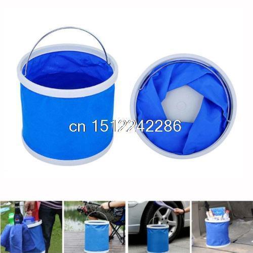 Blue Fishing Boating Camping Car Wash Clean Portable 11L Folding Water Bucket