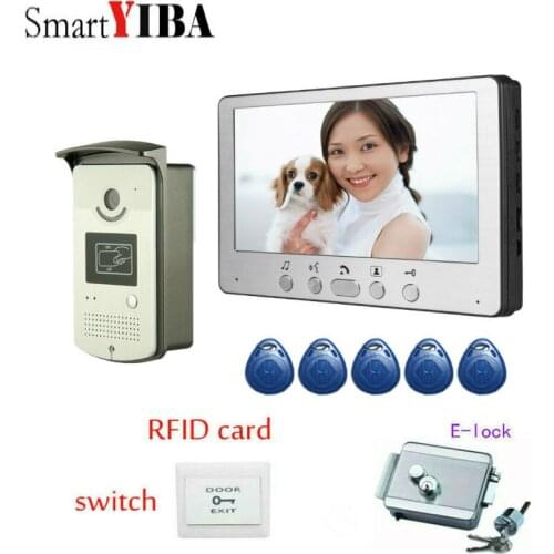 SmartYIBA 7" Color Video Door Phone Intercom Kit + 1 RFID Access Camera + 1 Monitor + Electric Control Lock Wholesale