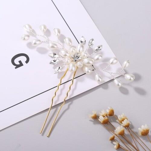 Wedding Hair Jewelry Bride Hair Sticks Hairpin for Women Rhinestone Pearl Headwear Sweet Girls Head Hair Accessories Gifts