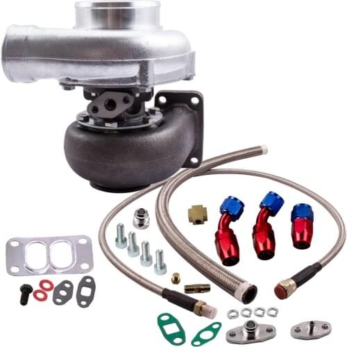 T70 Turbocharger kit T3 V-band Flange .70 A/R Compressor Oil inlet outlet line Turbo Charger For all 1.8L-3.0L engines Turbine
