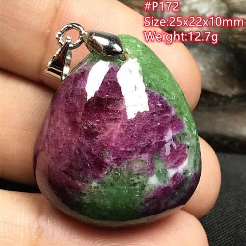 Top Natural Ruby Zoisite Tumbled Stone Pendant Jewelry For Women Men Wealth Love 25x22x10mm Beads Crystal Silver Gemstone AAAAA