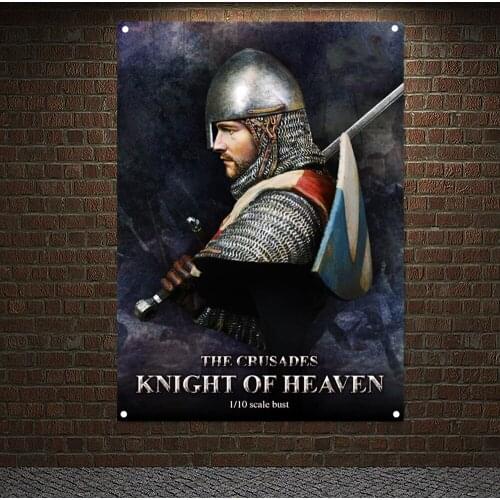 Vintage Knights Templar Fantasy Art Posters Wall Decor Crusader Banner Flag Wall Sticker Canvas Painting Mural Home Decoration 7