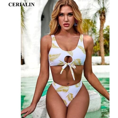High Elasticity Print Sexy Bikini Swimsuit Hot Sale Swimming Suit Mid Waist Two Piece Swimwear Sport Style Beachwear Bikinis New