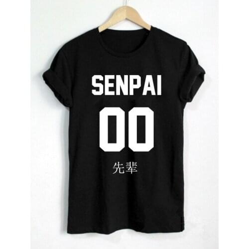 Japanese Anime Shirt Japanese Otaku Shirt Senpai Front Letters Print T Shirt Women Casual Funny grunge goth Hipster tees-J040