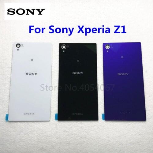 For Sony Xperia Z1 L39H C6902 C6903 Rear Glass Back Battery Door Housing Cover Replacement Spare Parts Case With Adhesive