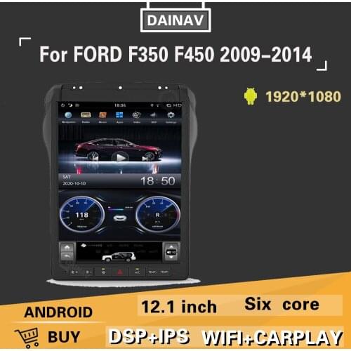 12.1 inch Android 9.0 64+4 Tesla style Car GPS Navigation For Ford F350 F450 2009-2014 auto Radio stereo Multimedia head unit
