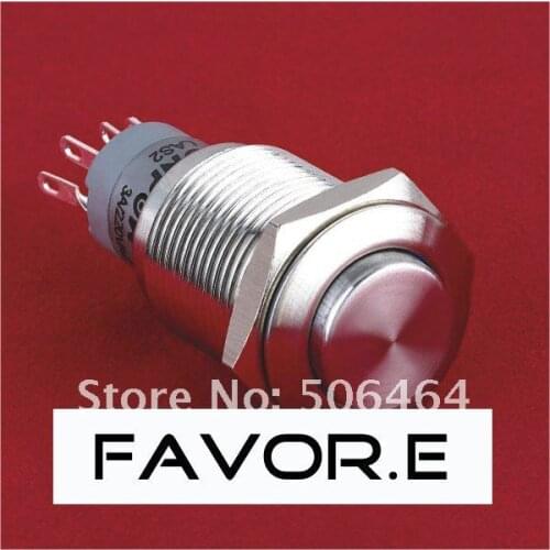 16mm IP67 3A/250VAC 2NO 2NC AUTO-LOCK metal Push Button Switch High round