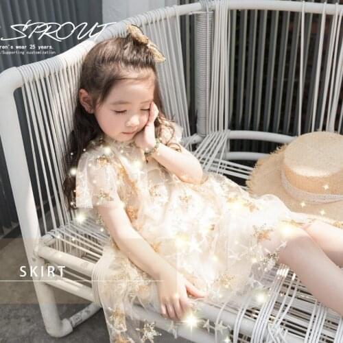 2020 girls' summer childrens clothing childrens Baby Star Net fairy princess dress flower childrens Birthday Dress