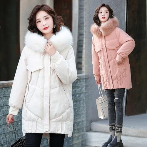 2021 Winter Women Parkas Jackets Slim Fur Collar Hooded Thicken Warm Padded Coat Female Winter Outwear Jacket parkas Coat