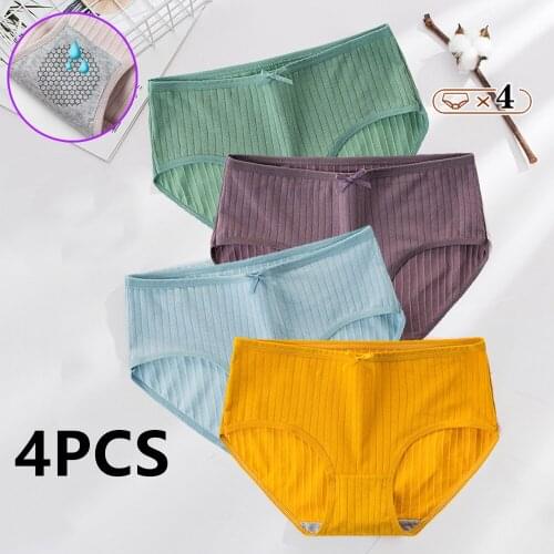 4PCS/SET Sexy Cotton Underwear Seamless Panties Lingerie Underwear Womens Underpants Soft Girls Breathable Briefs Panty Tangas