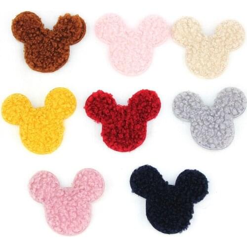 40Pcs 5*5.5cm Teddy Plush Mouse shape Padded Appliques for DIY Clothes Crafts Kids Hat Bag Handmade Decor Ornament Accessories