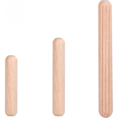 50Pcs Wooden Dowel Cabinet Drawer Round Fluted Wood Craft Dowel Pins Rods Set Furniture Fitting M6*30/40/50mm