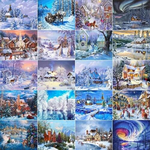 5D Diamond painting Snow Scenery Full Square/Round Diamond embroidery Cross stitch Full Round Diamond mosaic Christmas present