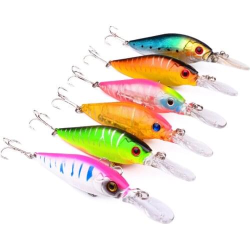 6PCS Sea Fishing Crankbait Crank Minnow Frashwater Fish Bass lure hook baits 11cm/11.7g
