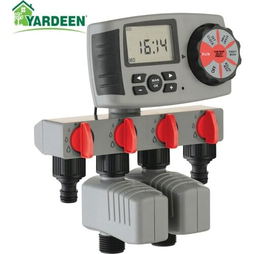 Automatic 4-Zone LCD Display Watering Timer Irrigation System Garden Water Timer Controller With 2 Solenoid Valves