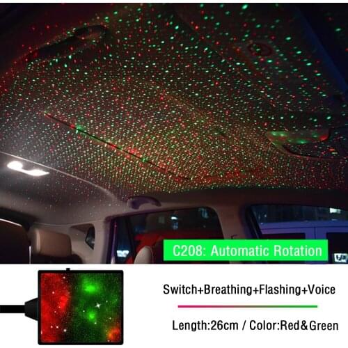 Car Ambient Light Super Brightness Usb Led Roof Star Night Car Interior Atmosphere Starry Laser Projector Auto Home Decoration