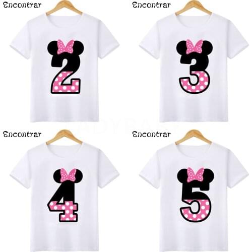 Baby Girls Happy Birthday Letter Bow Cute Print Clothes Children Funny T shirt,Kids Number 1-9 Birthday Present,HKP2416