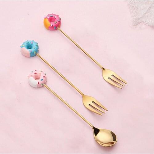 Kids Spoon Lovely Stainless Steel Cartoon Coffee Scoop Cake Fashion Dessert Fork Tableware Coffeeware Kitchen Tool Hot Sale