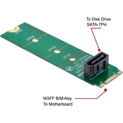 Jimier M.2 NGFF B/M-key to Vertical SATA 7 Pin Hard Disk Drive SSD PCBA Extension Adapter for Motherboard