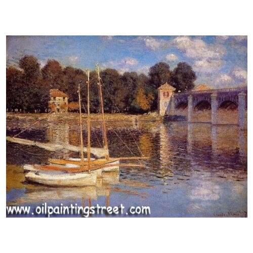 Oil Painting Reproduction on linen canvas,The bridge at Argenteuil By Claude Monet , Free DHL,100% handmade,museum Quality
