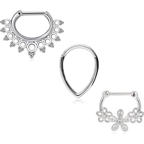 16G Septum Clicker Nose Rings Hoop Hinged Segment Helix Daith Tragus Cartilage Earrings Lip Piercings Septum for Women Men