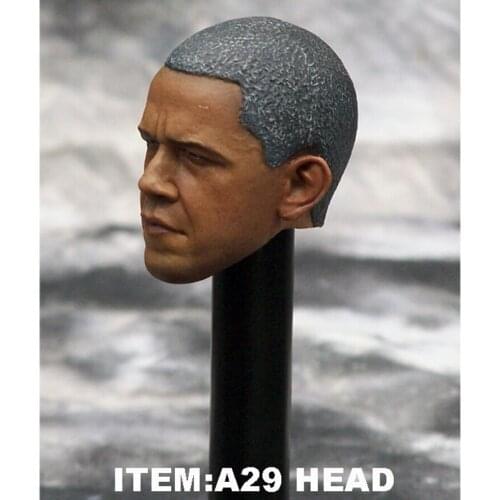 Collectible In Stock 1/6 Scale US President Obama Male Head Sculpt Carving For 12" Action Figure Body