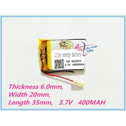 Best battery brand 602035 062035 400mah 3.7V lithium polymer battery MP3 MP4 GPS small toys